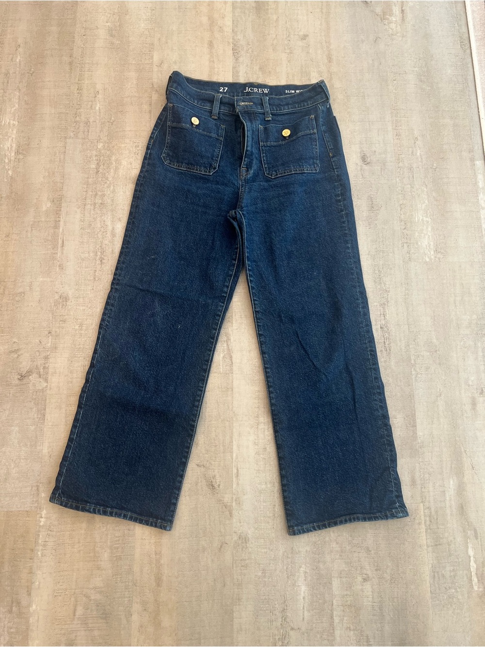 J. Crew Indigo Wide-Leg Women's Jeans with Front Patch Pockets